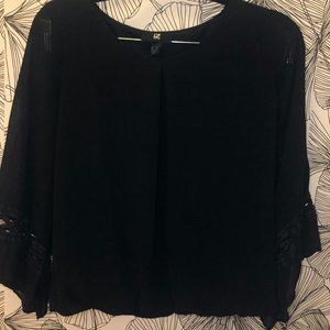 Black bell sleeve blouse